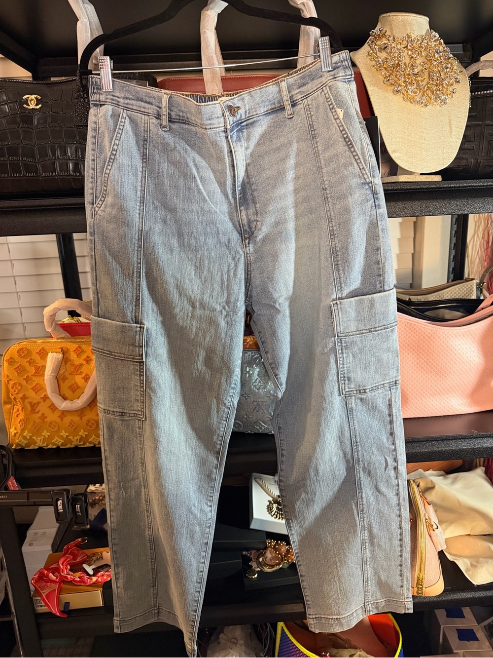 Nine West Light Blue Cargo Jeans